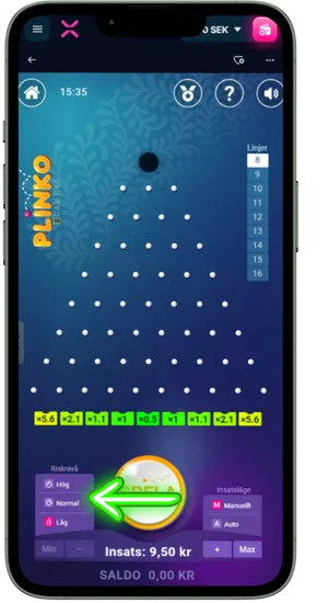 choise level difficult plinko