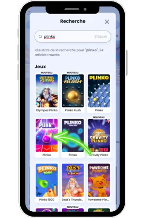 Find Plinko in the Games section for France