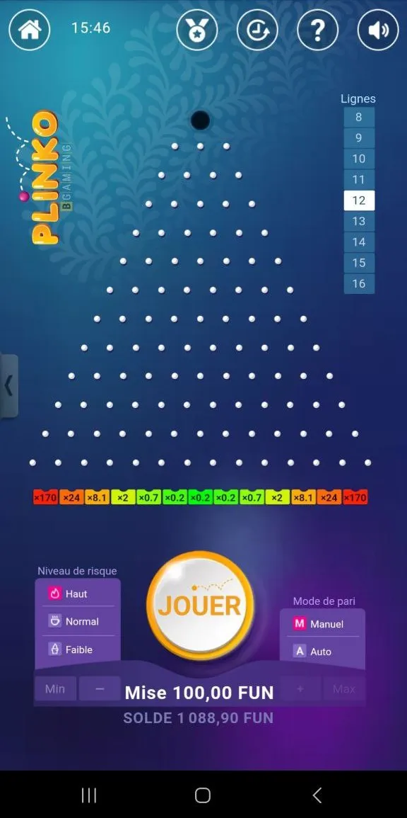 Plinko App Provability Twelve lines on medium difficulty